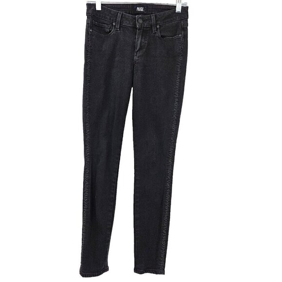 Paige Verdugo Ankle Skinny Jeans Black Women's Size 26 Mid Rise Denim Stretch - Picture 1 of 8